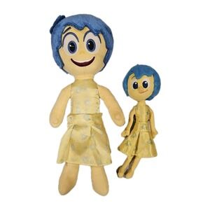 Disney Pixar Inside Out Joy Plush Lot of 2 Large 17" & 10" Dolls